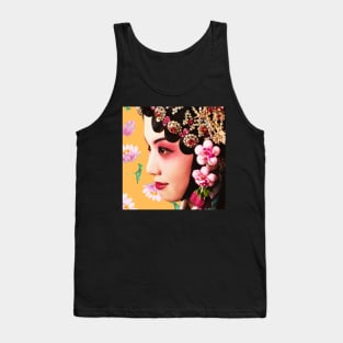 Chinese Opera Star with Lotus Flowers Custard Yellow- Hong Kong Retro Tank Top